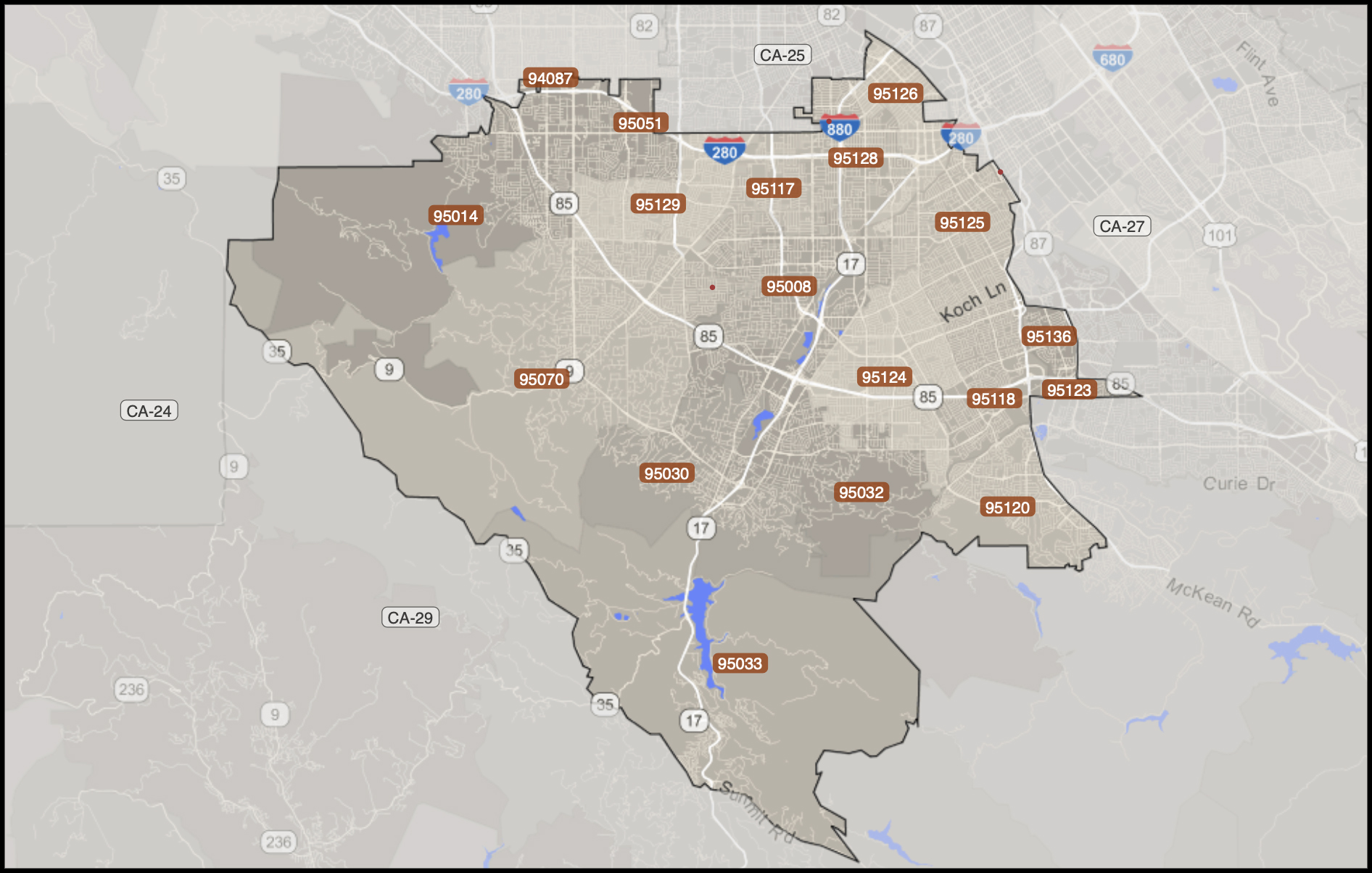 California Assembly District 28 Area Map